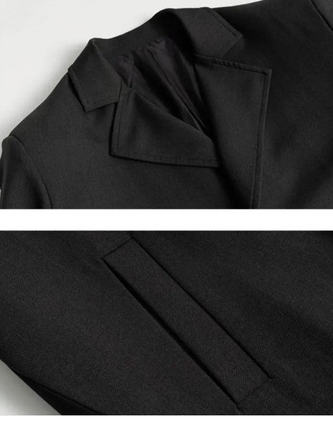 Wool Unbuttoned Mid-length Patchwork Coat