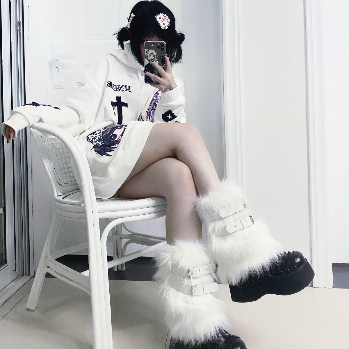 Popular and Cute Printed Loose Hooded Sweater