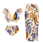 2024 New European Style Ruffled Print Bikini Set