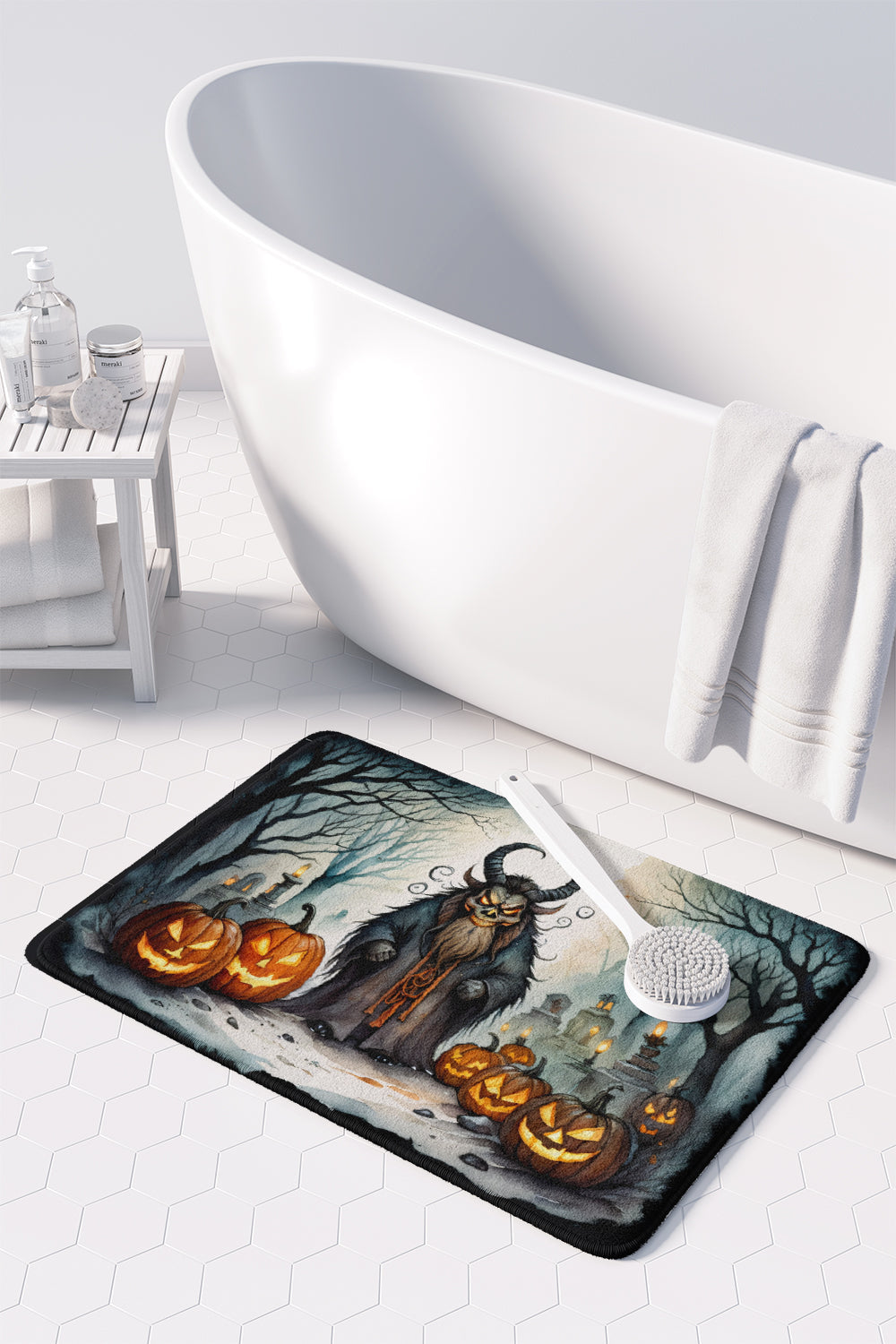 Krampus The Christmas Demon Spooky Halloween Memory Foam Kitchen Mat