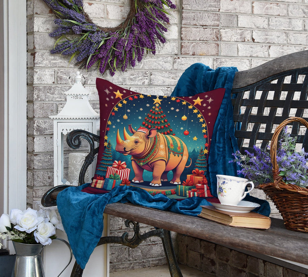 Rhinoceros Christmas Throw Pillow