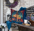 Rhinoceros Christmas Throw Pillow