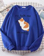 Chic Casual Cat Print Crew Neck Sweatshirt | Streetwear