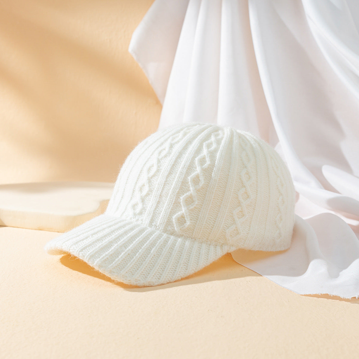 Women's Knitted Wool Solid Color Warm Peaked Cap | Embroidered Cap