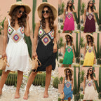 Women's Crochet Cover-Up Beach Dress with Lace Details