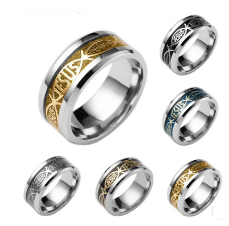 Jesus Fish Ichthys Ring - Stainless Steel Christian Band