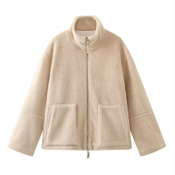 Women's Lamb Wool Turtleneck Woolen Coat
