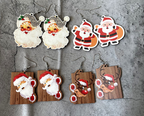 New Cartoon Wooden Christmas Earrings with Santa and Tree
