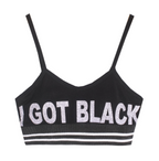 2019 Korean Style Cropped Letter Tank Top (Black)
