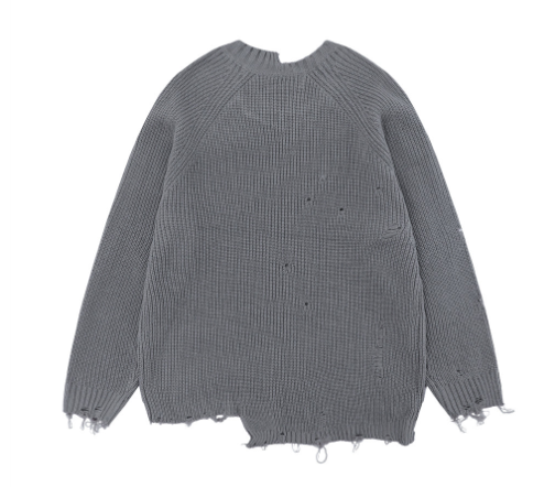 Men's Loose Fit Ripped Lazy Sweater