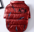 Bright Leather Zipper 2-Sided Cotton Dog Coat