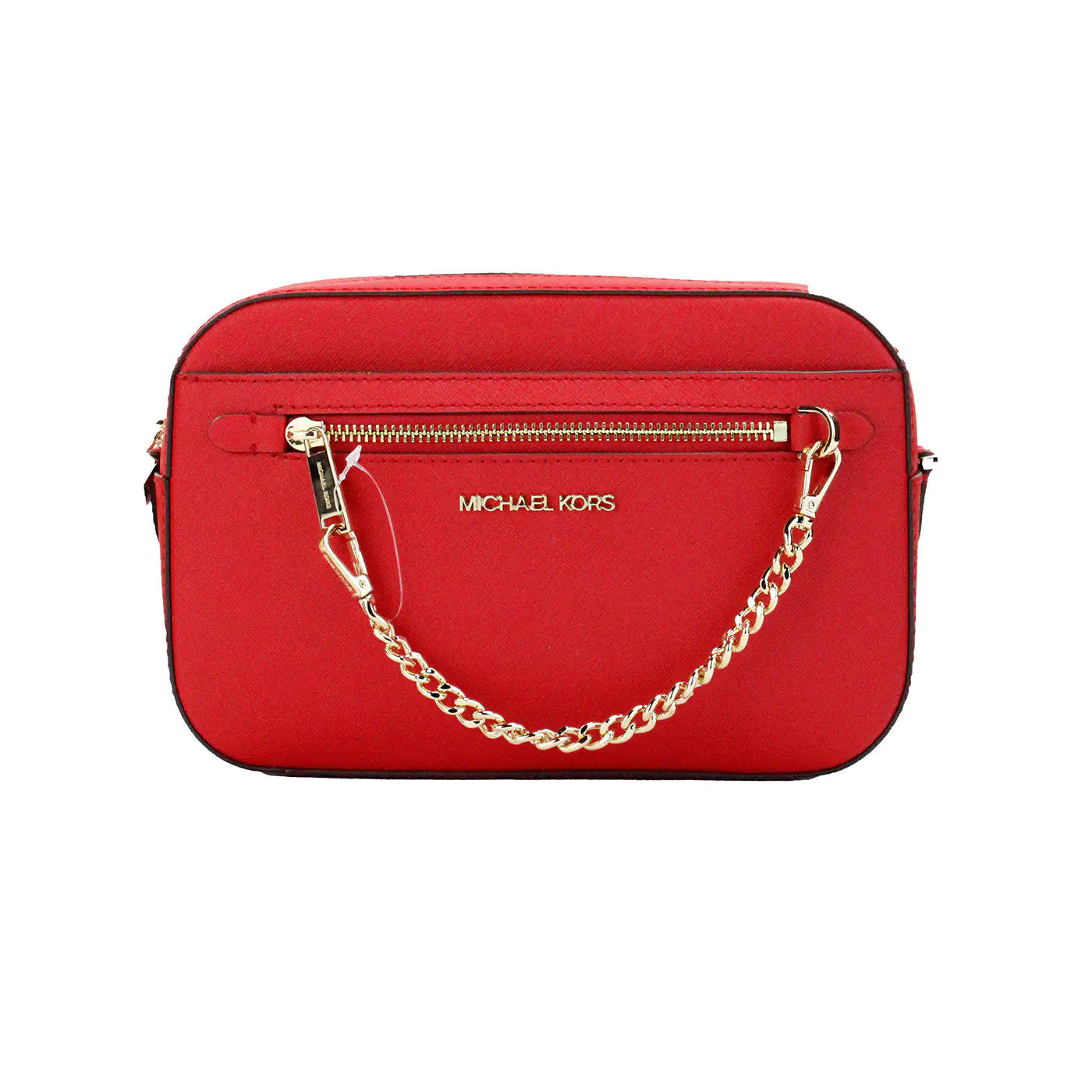 Michael Kors Jet Set EW Red Zip Chain Crossbody
