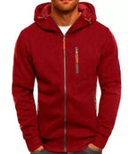 Men's Fleece Color Hoodie Zip Front Hooded Sweatshirt | Streetwear