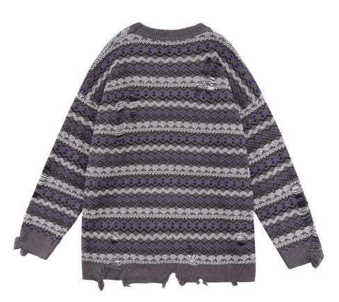 Men's Jacquard Color Block Torn Jacket for Fall/Winter