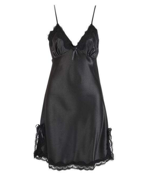 Satin Lace-Trim Slip Nightgown