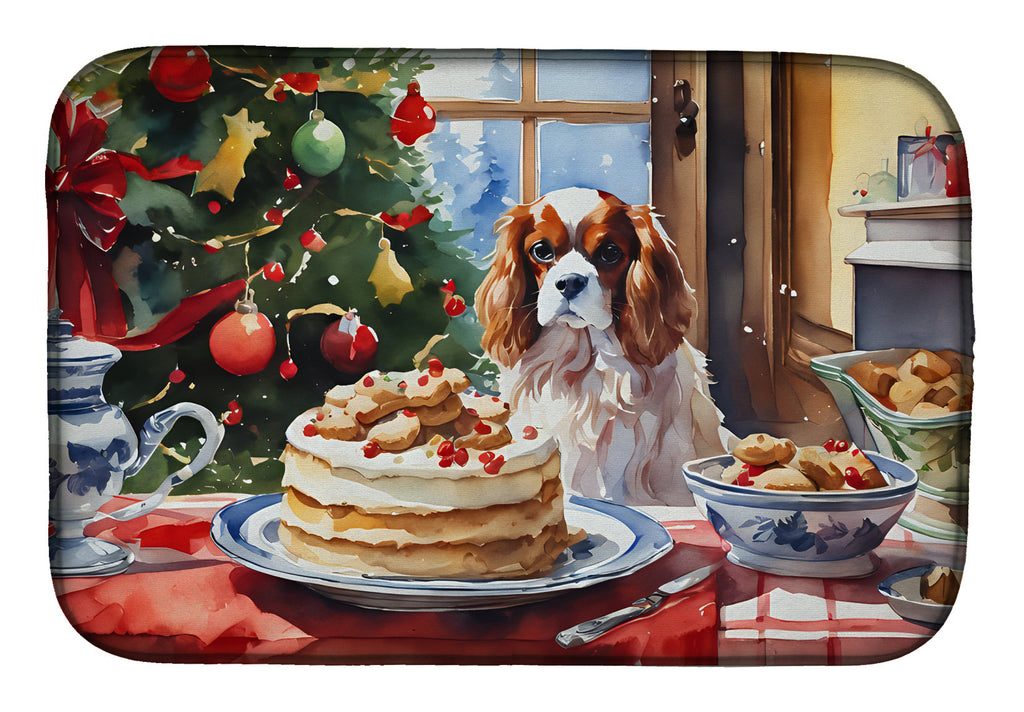 Cavalier Spaniel Christmas Cookies Dish Drying Mat