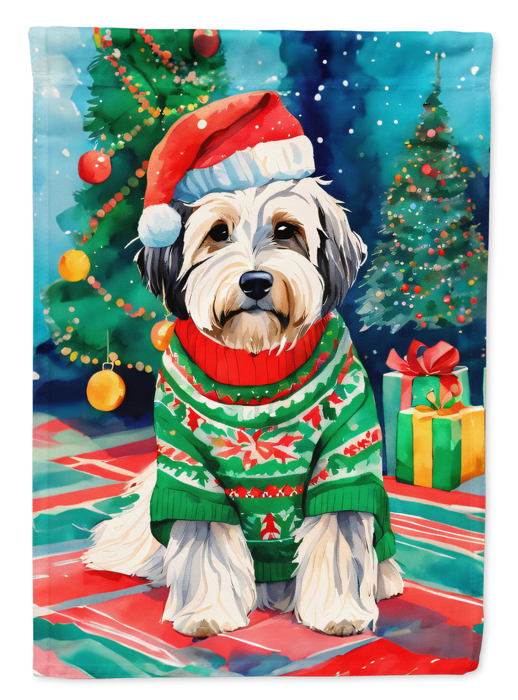 Tibetan Terrier Christmas House Flag