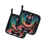 Black French Bulldog Christmas Pair of Pot Holders