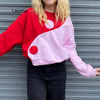 Casual Oversized Pink Hoodie for Women with Contrast Stitching | Streetwear