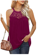 Loose Fit Summer Lace Halter Tank Tops for Women