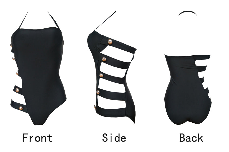Black Slimming Strapless One-Piece Swimsuit for Women