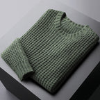 Men's Two-Color Round Neck Wool-Like Sweater