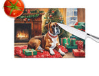 Boxer Cozy Christmas Glass Cutting Board
