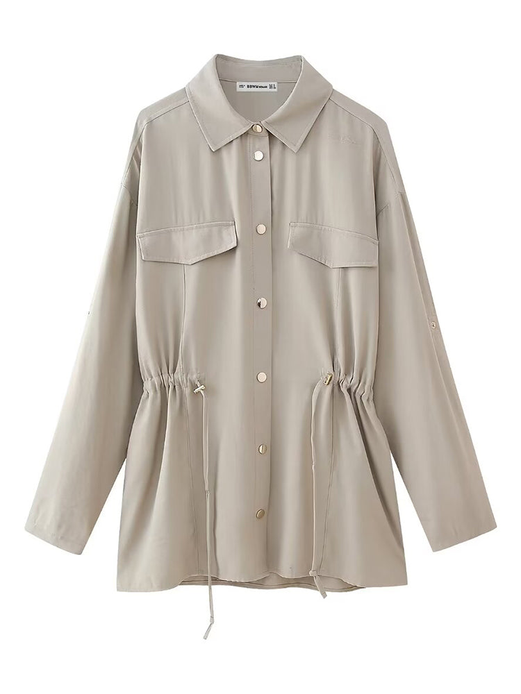 Willshela Vintage Lapel Neck Women’s Jacket with Pockets