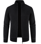 Thick Fleece-lined Men's Stand Collar Knitted Jacket