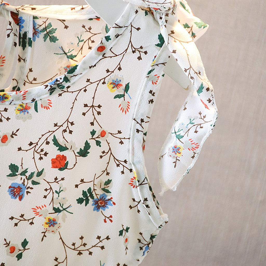 Baby Summer Floral Princess Dress with Sleeveless Tie