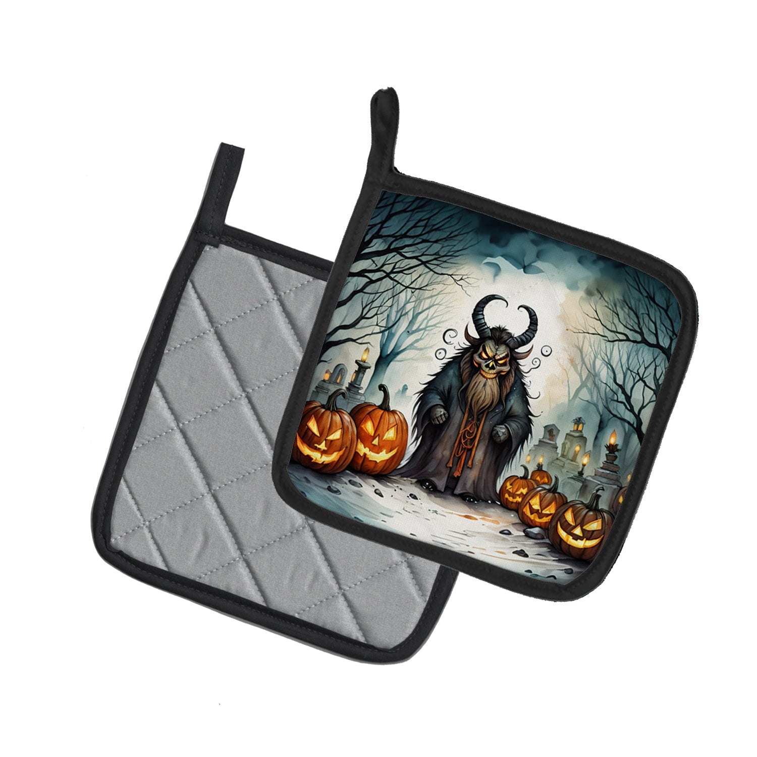 Krampus The Christmas Demon Spooky Halloween Pair of Pot Holders