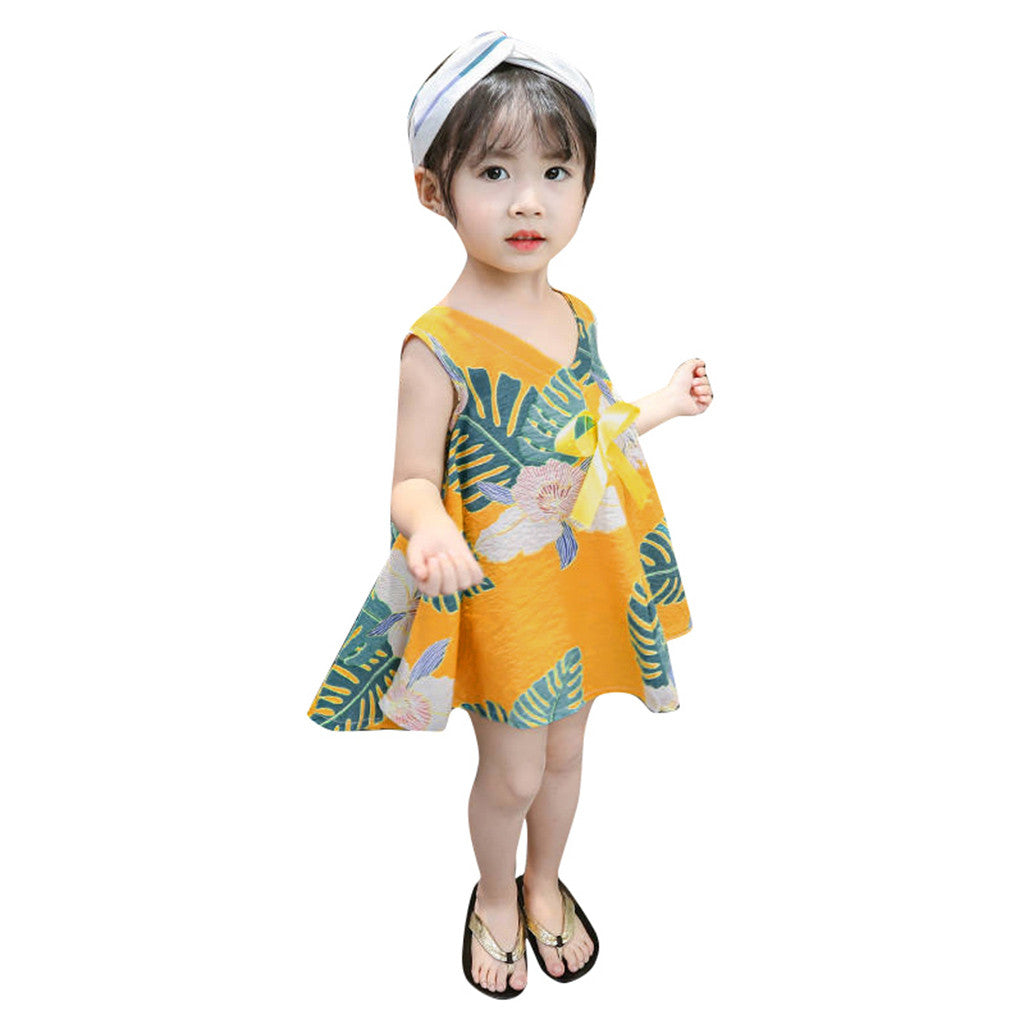 Girls' Princess Dress with Floral Print for Kids