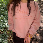 Casual Long-Sleeved Sweater with Letter Embroidery