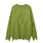 Idle Style Cat Beard Tassel Ripped Sweater