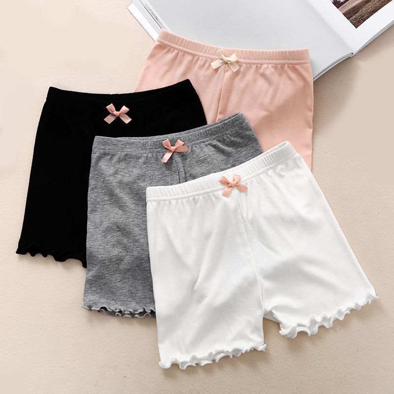 Girls' Bowknot Decor Elastic Waist Boy Shorts