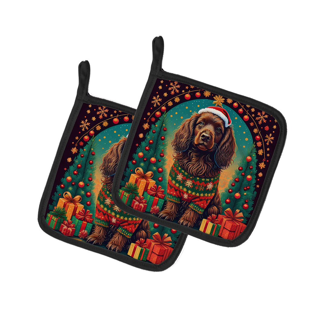 Boykin Spaniel Christmas Pair of Pot Holders