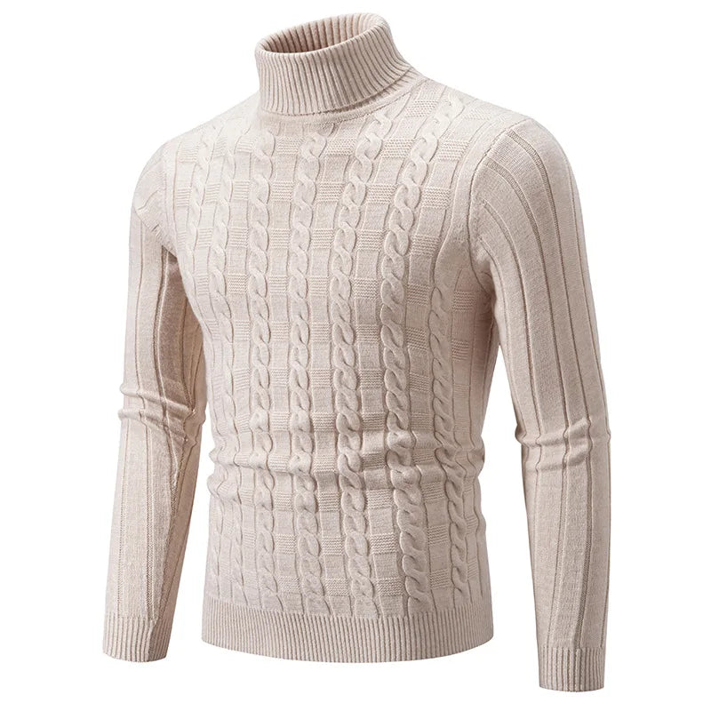 2023 Men's High Neck Twisted Flower Sweater Knitwear