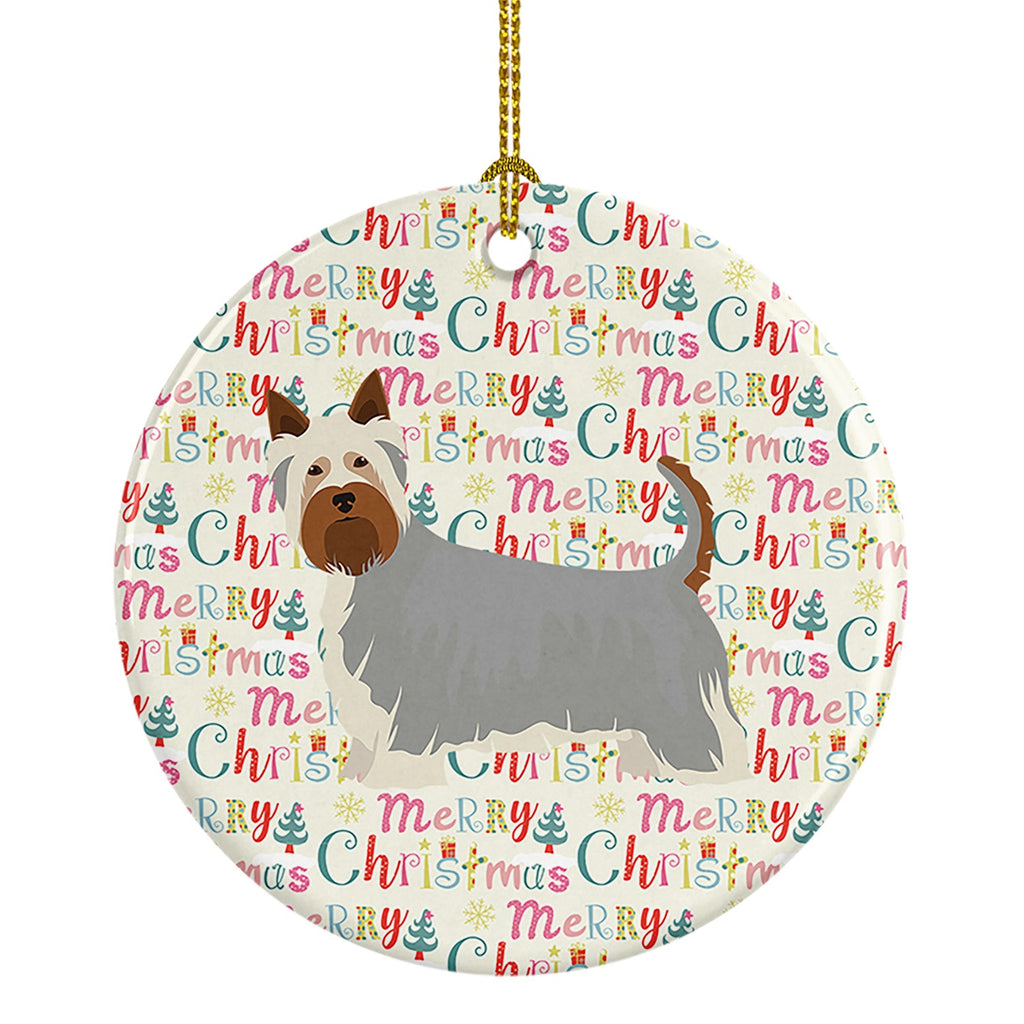 Australian Silky Terrier #2 Merry Christmas Ceramic Ornament