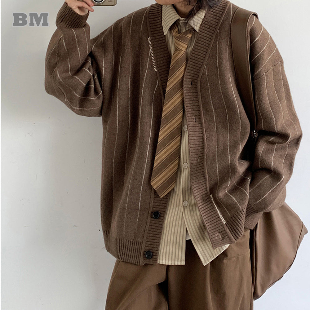 Autumn Winter Striped Cardigan for Men and Women