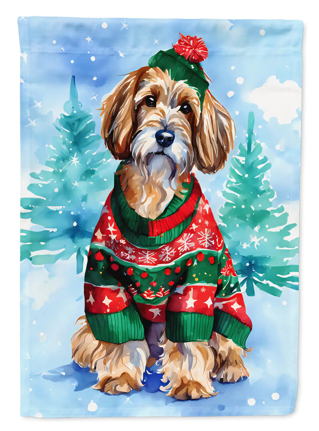 Petit Basset Griffon Vendeen Christmas House Flag