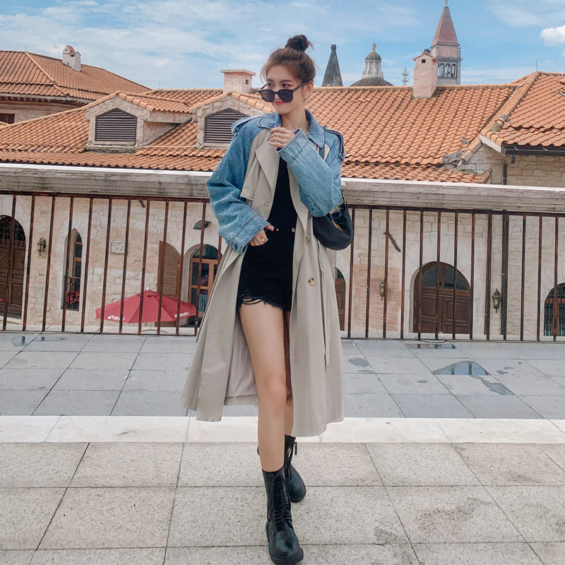 Mid-Length Loose Waist Over-The-Knee Women's Windbreaker