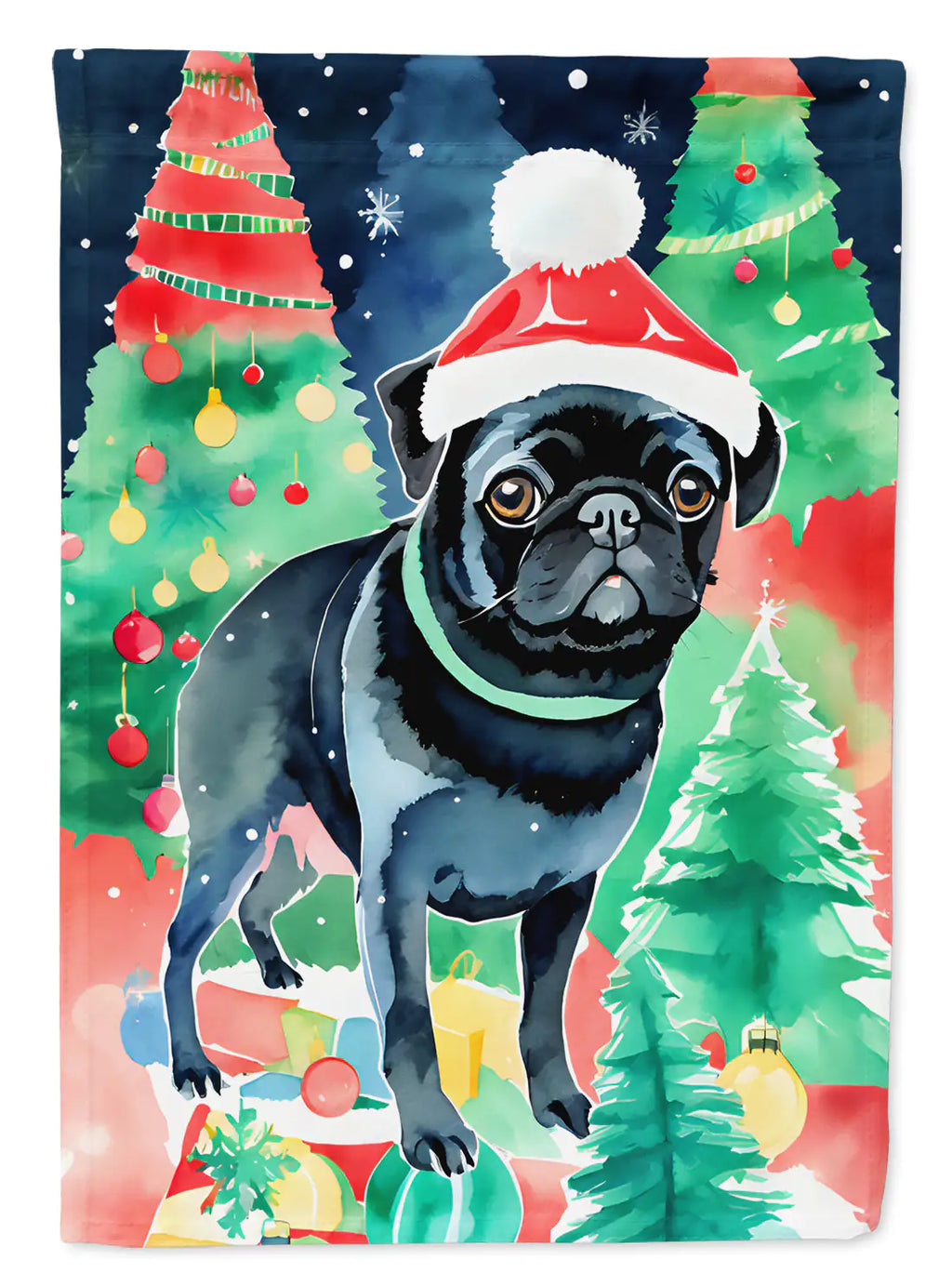 Pug Christmas Garden Flag