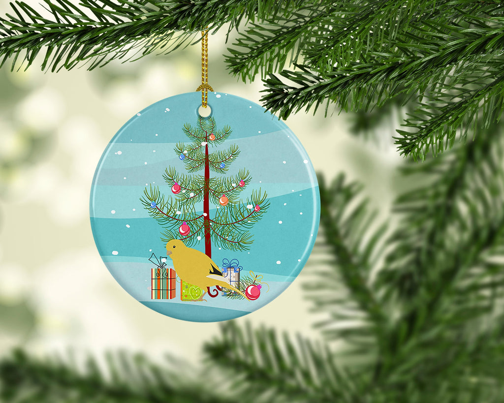 Border Canary Merry Christmas Ceramic Ornament