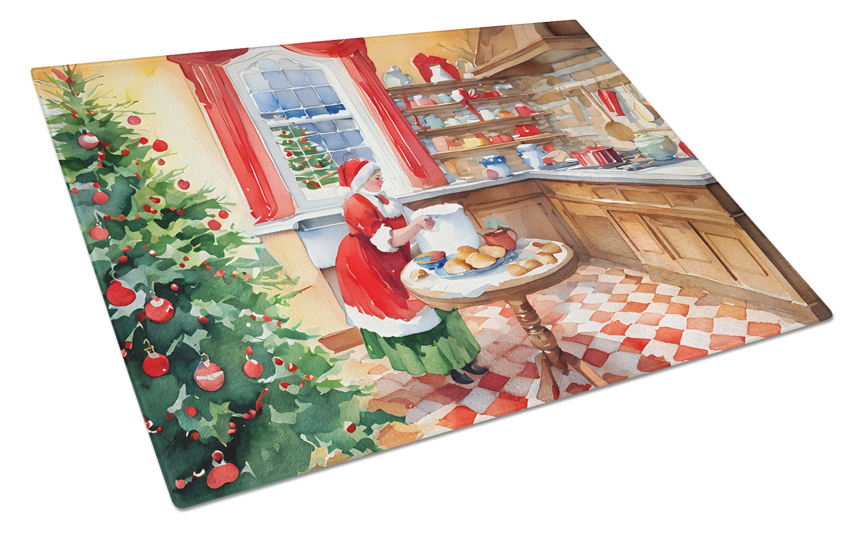 Cookies with Santa Claus Mrs. Claus Glass Cutting Board