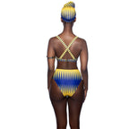 2019 High Waist Bikini Set with Striped Print