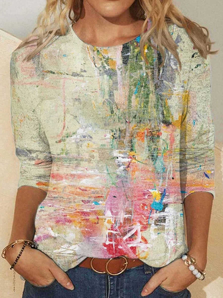 Colorful Abstract 3D Print Crew Neck Long Sleeve Sweatshirt | Streetwear