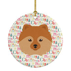 German Spitz Merry Christmas Ceramic Ornament