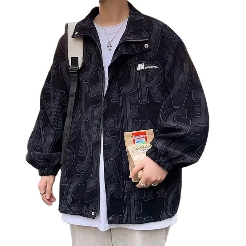 Casual Korean Men's Jacket with Trendy Print Design