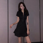 2020 Women's Stylish Black Dress with Ruffle Hem