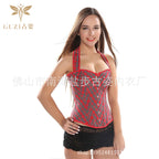 Elegant Red Plaid Corset Bodysuit for Women